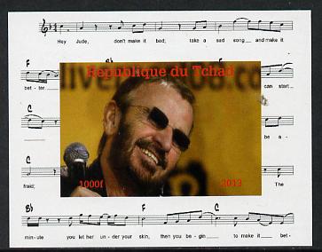 Chad 2013 The Beatles - Ringo Starr #4 individual imperf deluxe sheetlet unmounted mint. Note this item is privately produced and is offered purely on its thematic appeal. , stamps on personalities, stamps on beatles, stamps on pops, stamps on music, stamps on rock