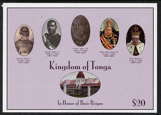 Tonga 2013 Kings & Queens of Tonga impef $20 m/sheet unmounted mint, stamps on , stamps on  stamps on royalty