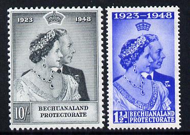 Bechuanaland 1948 KG6 Royal Silver Wedding perf set of 2 mounted mint, SG 136-37, stamps on , stamps on  stamps on royalty, stamps on  stamps on silver wedding, stamps on  stamps on  kg6 , stamps on  stamps on 