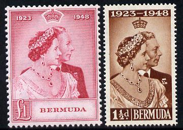 Bermuda 1948 KG6 Royal Silver Wedding perf set of 2 unmounted mint, SG 125-26, stamps on , stamps on  stamps on royalty, stamps on  stamps on silver wedding, stamps on  stamps on  kg6 , stamps on  stamps on 