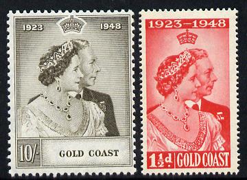 Gold Coast 1948 KG6 Royal Silver Wedding set of 2 unmounted mint SG 147-48, stamps on , stamps on  stamps on royalty, stamps on  stamps on silver wedding, stamps on  stamps on  kg6 , stamps on  stamps on 