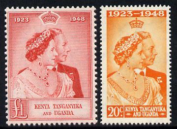 Kenya, Uganda & Tanganyika 1948 KG6 Royal Silver Wedding set of 2 mounted mint SG 157-58, stamps on , stamps on  stamps on royalty, stamps on  stamps on silver wedding, stamps on  stamps on  kg6 , stamps on  stamps on 
