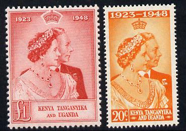 Kenya, Uganda & Tanganyika 1948 KG6 Royal Silver Wedding set of 2 unmounted mint SG 157-58, stamps on royalty, stamps on silver wedding, stamps on  kg6 , stamps on 