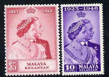 Malaya - Kelantan 1948 KG6 Royal Silver Wedding perf set of 2 unmounted mint, SG 55-56, stamps on , stamps on  stamps on royalty, stamps on  stamps on silver wedding, stamps on  stamps on  kg6 , stamps on  stamps on 