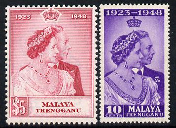 Malaya - Trengganu 1948 KG6 Royal Silver Wedding perf set of 2 unmounted mint SG 61-62, stamps on , stamps on  stamps on royalty, stamps on  stamps on silver wedding, stamps on  stamps on  kg6 , stamps on  stamps on 