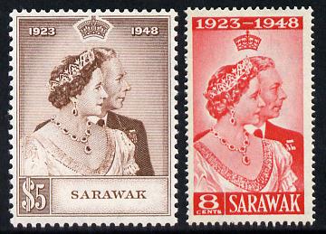 Sarawak 1948 KG6 Royal Silver Wedding set of 2 unmounted mint SG165-6, stamps on , stamps on  stamps on royalty, stamps on  stamps on silver wedding, stamps on  stamps on  kg6 , stamps on  stamps on 