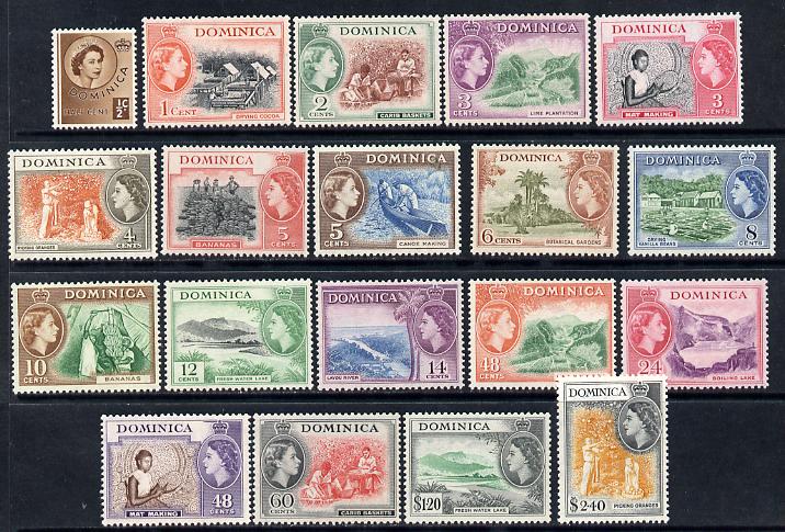 Dominica 1954-62 Pictorial definitive set 19 values complete unmounted mint, SG 140-58 , stamps on 