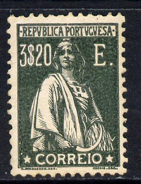 Portugal 1924 Ceres 3E20 bronze green fresh mounted mint, SG 574, stamps on , stamps on  stamps on portugal 1924 ceres 3e20 bronze green fresh mounted mint, stamps on  stamps on  sg 574