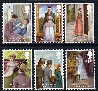 Great Britain 2013 Jane Austin set of 6 unmounted mint , stamps on , stamps on  stamps on literature, stamps on  stamps on women