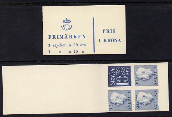 Booklet - Sweden 1957 Gustav 1k booklet with pane upright, fine, SG SB120, stamps on royalty