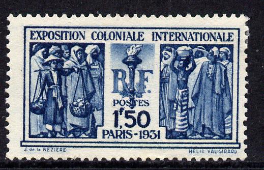 France 1930-31 Int Colonial Exn top value 1f50 blue (Fr Colonies) mounted mint, SG 492, stamps on , stamps on  stamps on france 1930-31 int colonial exn top value 1f50 blue (fr colonies) mounted mint, stamps on  stamps on  sg 492