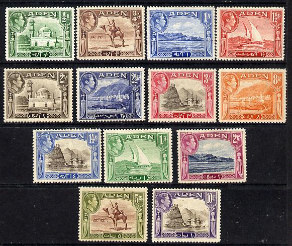Aden 1939-48 KG6 definitive set complete 13 values mounted mint SG 16-27, stamps on 