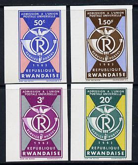 Rwanda 1963 Admission to UPU set of 4 imperf marginal singles from limited printing unmounted mint, SG37-40, stamps on , stamps on  upu , stamps on 