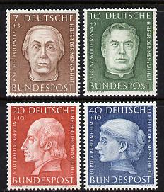 Germany - West 1954 Humanitarian Relief Fund set of 4 mounted mint, SG 1126-29 , stamps on personalities