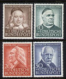 Germany - West 1953 Humanitarian Relief Fund set of 4 mounted mint, SG 1099-1102 , stamps on personalities