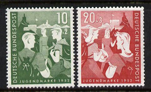 Germany - West 1952 Youth Hostels Fund set of 2 mounted mint, SG 1080-81 , stamps on youth