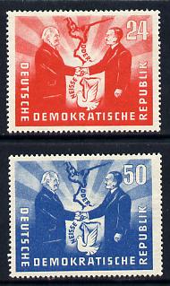 Germany - East 1951 Visit from Polish President set of 2 mounted mint (large hinge remainder), SG E41-2 , stamps on , stamps on  stamps on constitutions