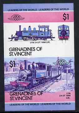 St Vincent - Grenadines 1984 Locomotives #2 (Leaders of the World) $1 Lyn (2-4-2T) imperf se-tenant proof pair printed in blue, magenta & black only (as SG 321a) unmounted mint, stamps on , stamps on  stamps on railways