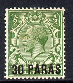 British Levant 1921 30pa on KG5 1/2d green mounted mint SG 41, stamps on , stamps on  stamps on , stamps on  stamps on  kg5 , stamps on  stamps on 