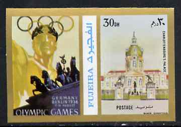 Fujeira 1972 Charlottenbourg Palace 30 Dh imperf with label from Olympics Games - People & Places set of 20 unmounted mint, Mi 1049B, stamps on palaces, stamps on olympics