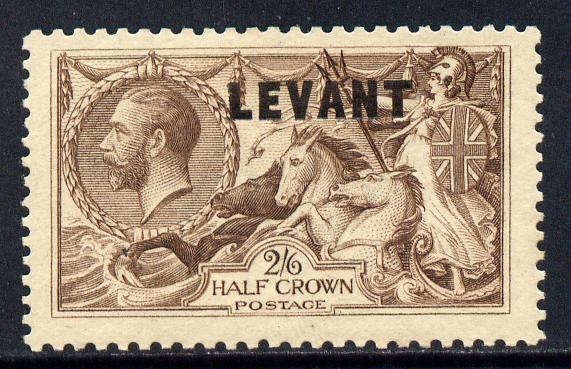 British Levant 1921 LEVANT opt on KG5 2s6d brown Seahorse mounted mint SG L24, stamps on , stamps on  kg5 , stamps on 