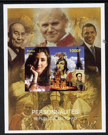 Chad 2008 Personalities imperf s/sheet unmounted mint, stamps on , stamps on  stamps on personalities, stamps on  stamps on obama, stamps on  stamps on usa presidents, stamps on  stamps on pope, stamps on  stamps on bolivar, stamps on  stamps on eiffel tower, stamps on  stamps on   , stamps on  stamps on dictators.