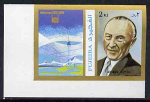 Fujeira 1972 Ardenouer 2R imperf with label from Olympics Games - People & Places set of 20 unmounted mint, Mi 1056B, stamps on constitutions      ardenouer       personalities, stamps on olympics              