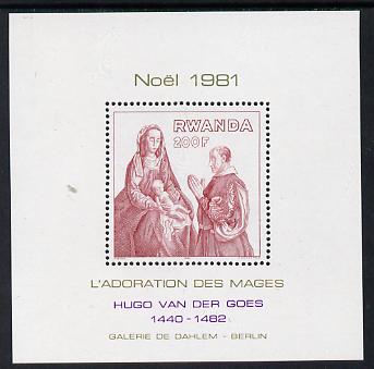 Rwanda 1981 Christmas perf m/sheet unmounted mint, SG MS 1081, stamps on christmas, stamps on arts, stamps on van der goes