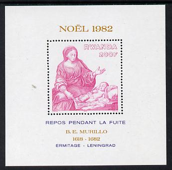 Rwanda 1982 Christmas perf m/sheet unmounted mint, SG MS 1122, stamps on , stamps on  stamps on christmas, stamps on  stamps on arts, stamps on  stamps on murillo