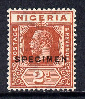 Nigeria 1921-32 KG5 Script CA 2d chestnut opt'd SPECIMEN fine with gum and only about 400 produced SG 19s, stamps on , stamps on  stamps on , stamps on  stamps on  kg5 , stamps on  stamps on specimen, stamps on  stamps on 