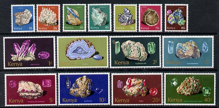 Kenya 1977 Minerals complete set of 15 values mounted mint, SG 107-21, stamps on , stamps on  stamps on minerals