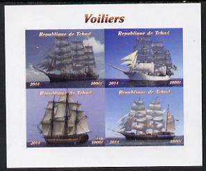 Chad 2014 Sailing Ships #1 imperf sheetlet containing 4 values unmounted mint. Note this item is privately produced and is offered purely on its thematic appeal. . , stamps on ships