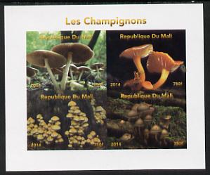 Mali 2014 Mushrooms #2 imperf sheetlet containing 4 values unmounted mint. Note this item is privately produced and is offered purely on its thematic appeal, it has no po..., stamps on fungi