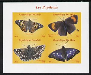 Mali 2014 Butterflies #2 imperf sheetlet containing 4 values unmounted mint. Note this item is privately produced and is offered purely on its thematic appeal, it has no postal validity, stamps on , stamps on  stamps on butterflies