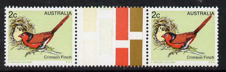 Australia 1978-80 Crimson Finch 2c gutter pair unmounted mint SG 670, stamps on birds