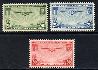United States 1935 Trans Pacific Air Mail set of 3 unmounted mint SG A775-7, stamps on aviation