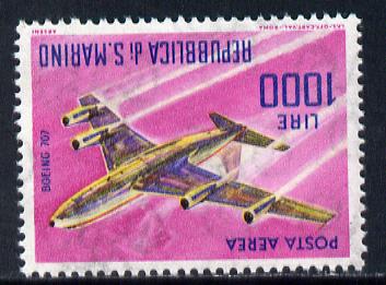 San Marino 1963-65 Boeing 707 1,000L unmounted mint SG 742, stamps on aviation