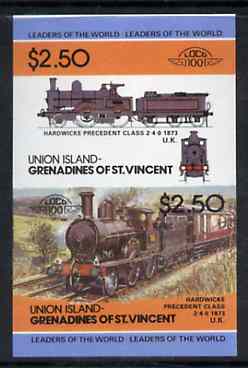 St Vincent - Union Island $2.50 Locomotive Hardwicke Precedent se-tenant proof pair as issued but imperforate unmounted mint, stamps on , stamps on  stamps on railways