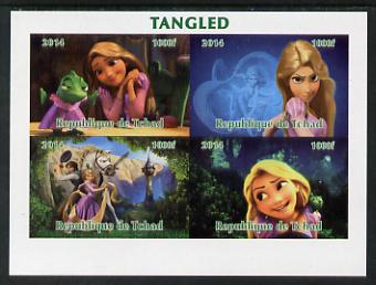 Chad 2014 Walt Disney's Tangled imperf sheetlet containing 4 values unmounted mint. Note this item is privately produced and is offered purely on its thematic appeal. . , stamps on , stamps on  stamps on films, stamps on  stamps on movies, stamps on  stamps on cinema, stamps on  stamps on cartoons, stamps on  stamps on disney, stamps on  stamps on 