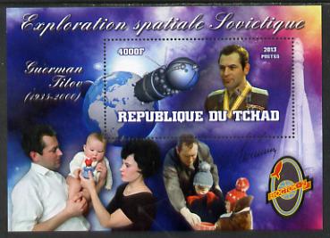 Chad 2013 Soviet Space Exploration - Gherman Titov perf deluxe containing one value unmounted mint, stamps on , stamps on  stamps on personalities, stamps on  stamps on space