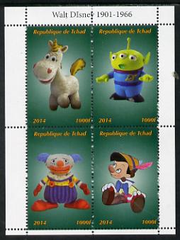 Chad 2014 Walt Disney #3 perf sheetlet containing 4 values unmounted mint. Note this item is privately produced and is offered purely on its thematic appeal. . , stamps on disney, stamps on films, stamps on movies, stamps on cartoons, stamps on cinema