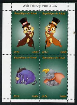 Chad 2014 Walt Disney #5 perf sheetlet containing 4 values unmounted mint. Note this item is privately produced and is offered purely on its thematic appeal. . , stamps on , stamps on  stamps on disney, stamps on  stamps on films, stamps on  stamps on movies, stamps on  stamps on cartoons, stamps on  stamps on cinema