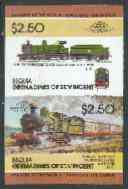 St Vincent - Bequia 1984 Locomotives #2 (Leaders of the World) $2.50 (4-4-0 Earl of Berkeley) imperf se-tenant pair unmounted mint*, stamps on railways