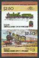 St Vincent - Bequia 1984 Locomotives #2 (Leaders of the World) $2.50 (4-4-0 Earl of Berkeley) imperf se-tenant pair unmounted mint*, stamps on , stamps on  stamps on railways