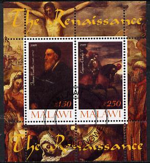 Malawi 2009 Renaissance Painters - Titian perf sheetlet containing 2 values cto used, stamps on renaissance, stamps on arts, stamps on titian, stamps on 