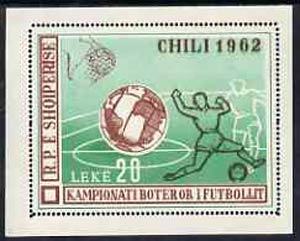 Albania 1962 World Cup Football Championships perf m/sheet unmounted mint, SG MS 715a, Mi BL 11, stamps on , stamps on  stamps on football, stamps on  stamps on sport