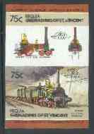 St Vincent - Bequia 1984 Locomotives #2 (Leaders of the World) 75c (4-4-2 Borsig) imperf se-tenant pair unmounted mint*, stamps on railways