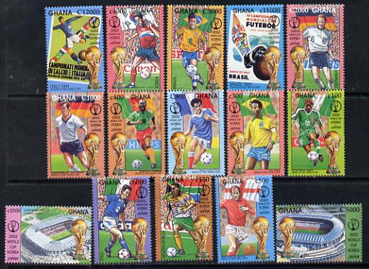 Ghana 2002 Football World Cup set of 15 values complete unmounted mint SG 3288-3302, stamps on football