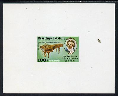 Togo 1977 150th Death Anniversary of Beethoven 100f individual imperf deluxe sheet unmounted mint as SG 1197, stamps on , stamps on  stamps on personalities, stamps on  stamps on beethoven, stamps on  stamps on opera, stamps on  stamps on music, stamps on  stamps on composers, stamps on  stamps on deaf, stamps on  stamps on disabled, stamps on  stamps on masonry, stamps on  stamps on masonics