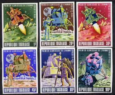 Togo 1969 First Man On The Moon set of 6 imperf from limited printing unmounted mint as SG 644-9, stamps on space, stamps on apollo